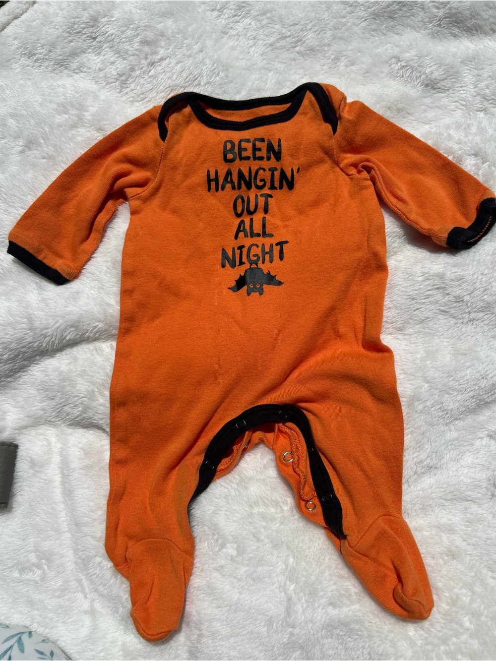 Orange Baby One-Piece Footed Sleeper - "Been Hangin' Out All Night"